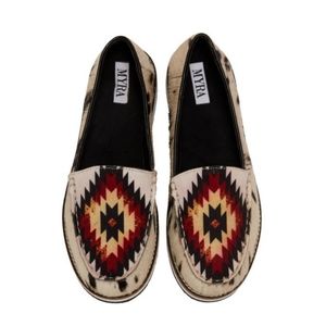 Myra slip on Aztec/hair on hide slip on shoes